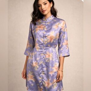 Vintage Lord & Taylor Floral Satin Kimono-Size S